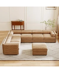 Streamdale Furniture Modern 6-Piece Modular Sectional Sofa with Storage - Camel Chenille