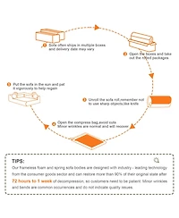 Streamdale Furniture Soft Teddy Fabric Boneless Sofa, Anti-Slip, Curved Armrests, Ergonomic Support, Orange