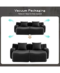 Streamdale Furniture Soft Teddy Fabric Boneless Sofa, Anti-Slip, Curved Armrests, Black