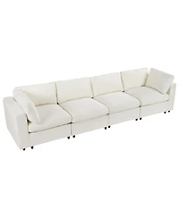 Streamdale Furniture113" Upholstered Modular Sofa with Storage, Usb, Wireless Charging & Bluetooth Speaker