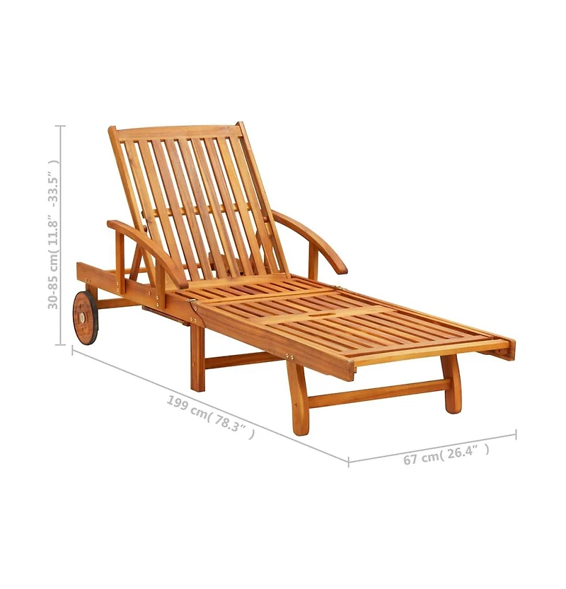 vidaXL Sun Lounger Brown Solid Acacia Wood Standard Sun Lounger Size