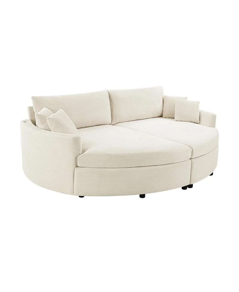 Streamdale Furniture Oversized Double Chaise Lounge Sofa 102.3" Bed with Usb Ports, Beige