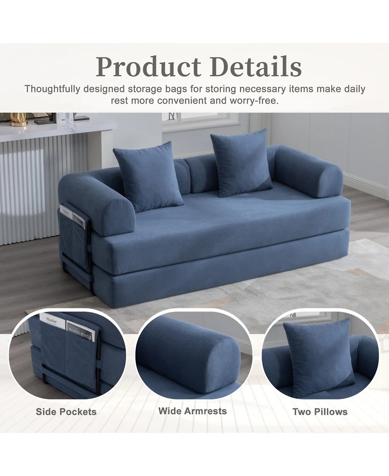 Streamdale Foldable & Compressible Sofa with Metal Frame for Small Spaces