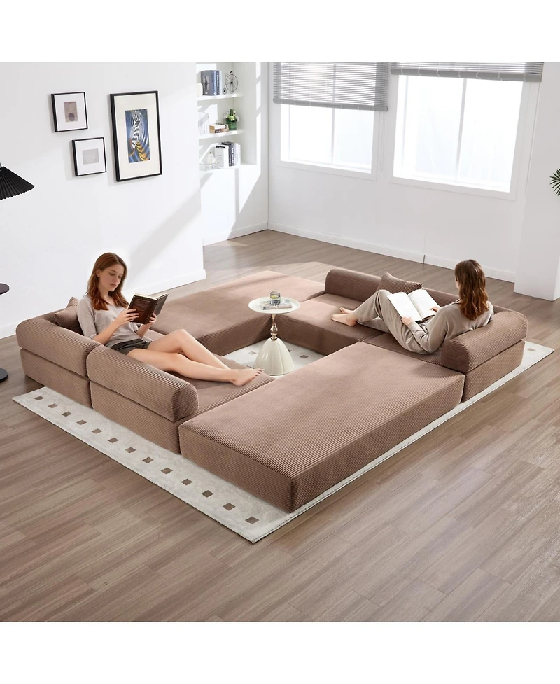 Streamdale Furniture Streamdale Convertible Folding Sofa Bed with Pillow Back Handrail, Cloud Corduroy Mattress Sofa