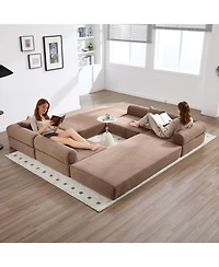 Streamdale Furniture Streamdale Convertible Folding Sofa Bed with Pillow Back Handrail, Cloud Corduroy Mattress Sofa