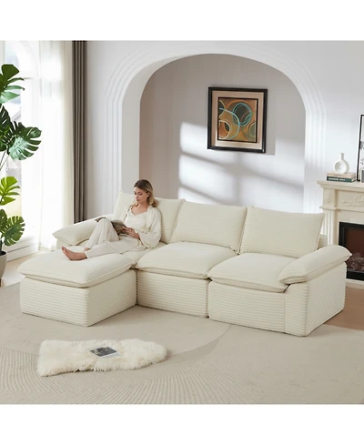 Streamdale Furniture Modern corduroy cloud sofa, comfortable & combinable for living rooms