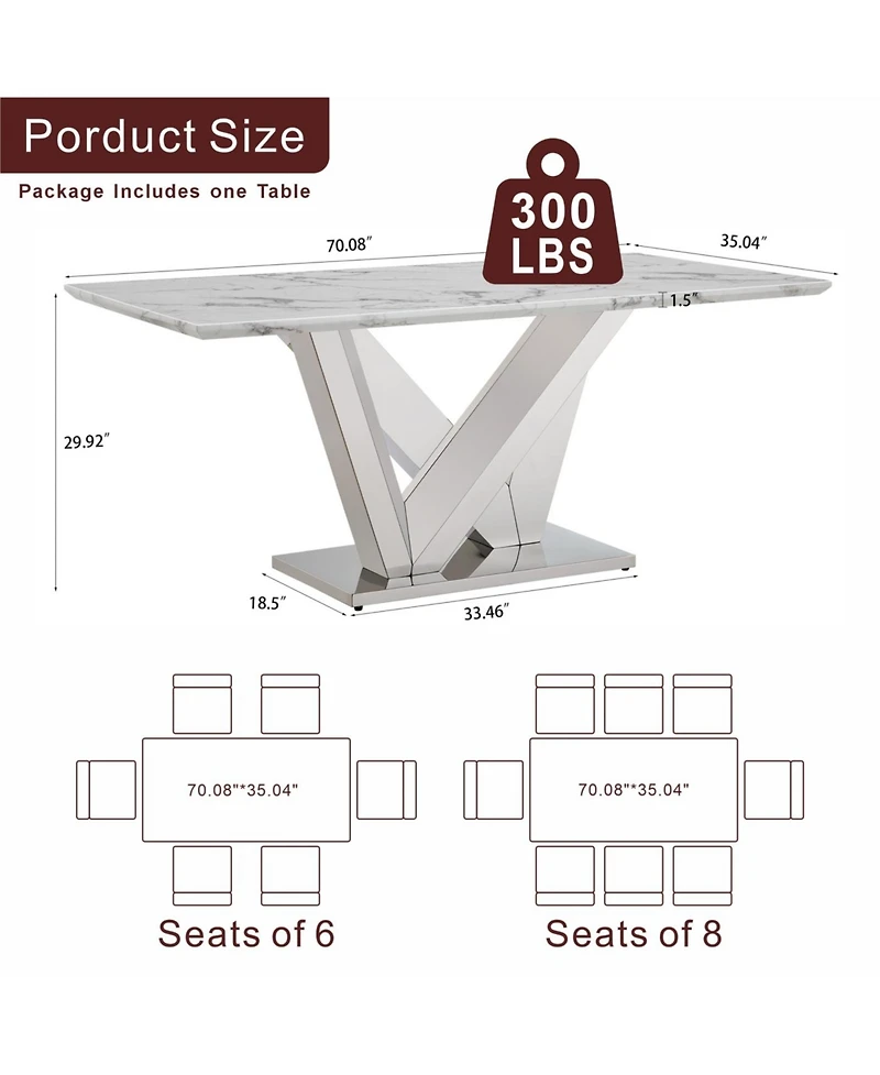 Streamdale Furniture Marble Dining Table for 6
