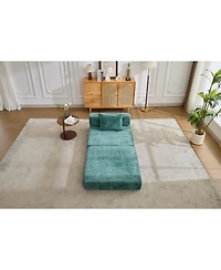 Streamdale Compression Sofa, Convertible Floor Sofa Bed, Single Seater Modular Sectional, Dark Green