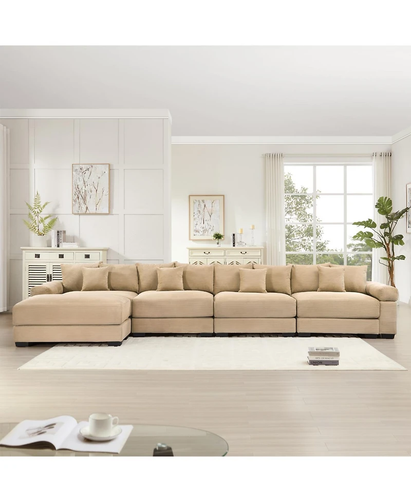 Streamdale Furniture Streamdale Camel 170" Oversized Cloud Modular L-Shape Sectional Couch with Ottoman