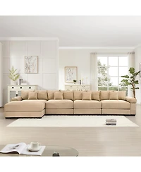 Streamdale Furniture Streamdale Camel 170" Oversized Cloud Modular L-Shape Sectional Couch with Ottoman