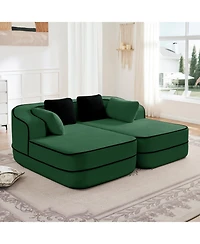 Streamdale Furniture Streamdale Green Teddy Fabric Boneless Sofa with Double Chaises