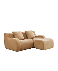 Streamdale L-Shaped Teddy Fabric 2-Seat Boneless Sofa, Camel
