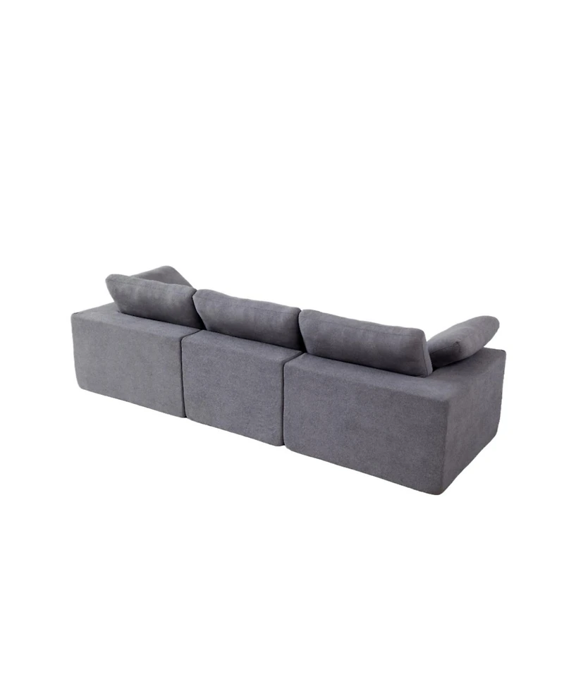 Streamdale Furniture Chenille Fabric Upholstered Sofa, Oversized Comfy Cloud 3-Seater Sofa Couch, Grey