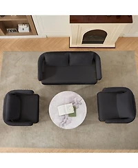 Streamdale Furniture Modern Teddy Fleece Upholstered Chair with Gold Metal Legs in Black