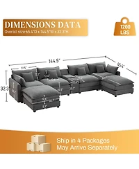 Streamdale Seven-piece sofa set with console, coffee table & 6 pillows.