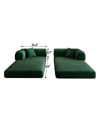 Streamdale Furniture Corduroy Compression Sofa Bed with Pillow Back Support - Green