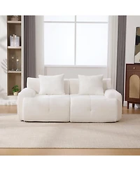 Streamdale Furniture 73" Modern Modular Sectional Loveseat, 2 Seater Tufted Cloud Convertible Couch w/ 2 Pillows, Ivory