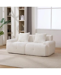 Streamdale Furniture 73" Modern Modular Sectional Loveseat, 2 Seater Tufted Cloud Convertible Couch w/ 2 Pillows, Ivory