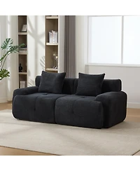 Streamdale Furniture 73" Modern Modular Sectional Loveseat, 2 Seater Tufted Cloud Floor Couch w/ 2 Pillows, Charcoal