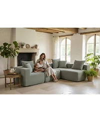 Streamdale Modular Sectional Sofa, Light Green Upholstery, 111"x74"x24