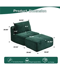 Streamdale Modern Memory Foam Sofa, Single Chaise, Pet-Friendly Cloud Modular Sectional, Green