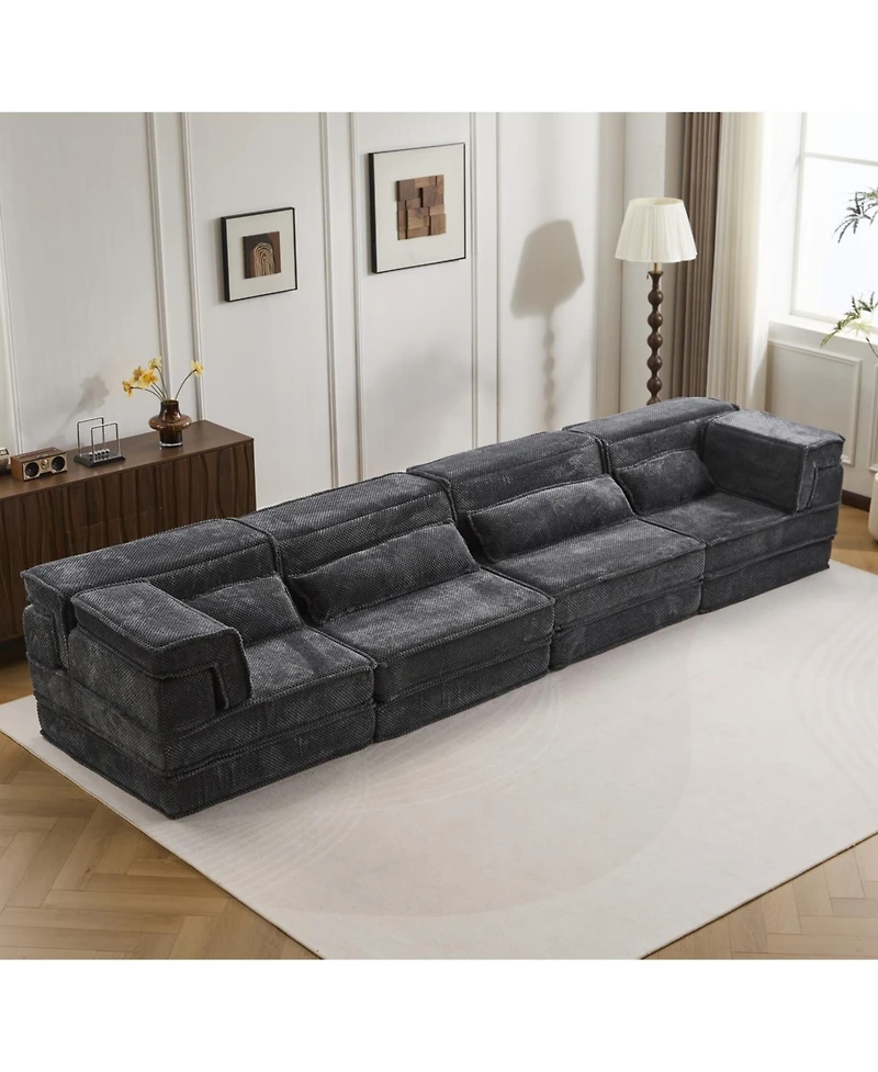 Streamdale Furniture Compression Sofa, Convertible Floor Sofa Bed, Modular Sectional Sofa, Dark Grey