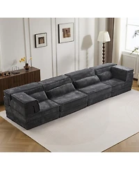 Streamdale Furniture Compression Sofa, Convertible Floor Sofa Bed, Modular Sectional Sofa, Dark Grey