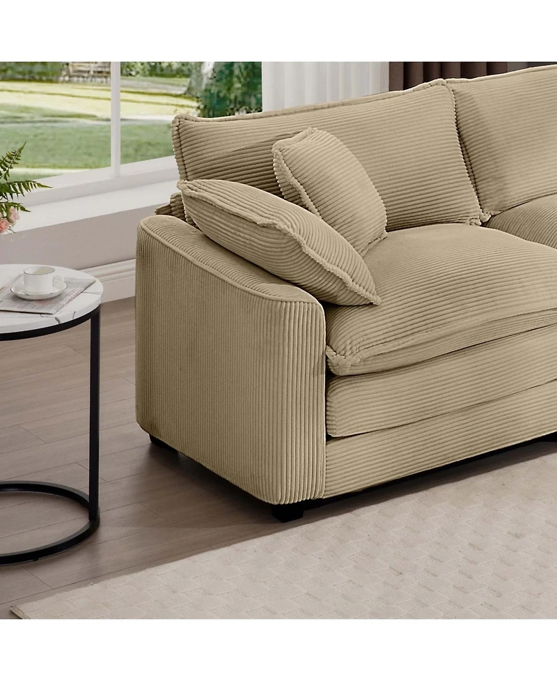 Streamdale Modern Fabric Living Room Sofa Two Piece Set, Two 2-Seater Sofas with 8 Cushion Upholstery Large Deep Seat Recliner, Tan Corduroy Fabric
