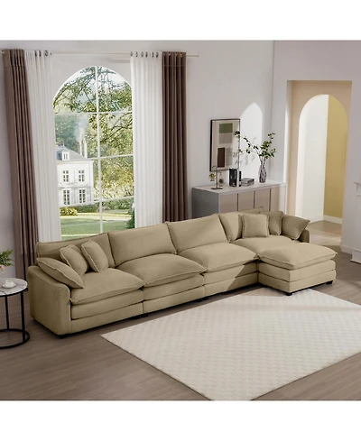 Streamdale Furniture Corduroy Sofa - Modern Upholstered 4 Seater with Footstool & Pillows