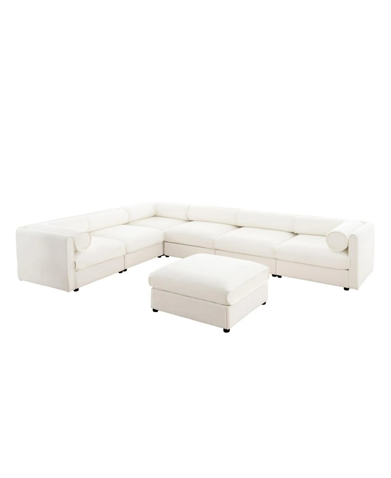 Streamdale Furniture Large Modular Chenille Sectional Sofa with Storage, White