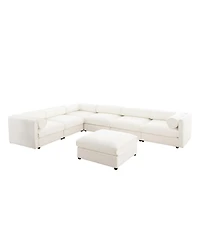 Streamdale Furniture Large Modular Chenille Sectional Sofa with Storage, White