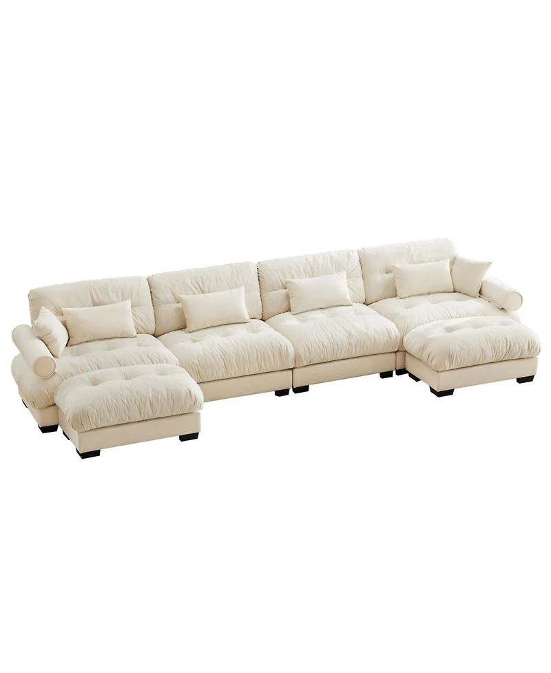 Streamdale Furniture U-Shaped Sectional Sofa Cloud Couch with Movable Ottomans, Convertible 4 Seater