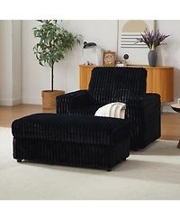 Streamdale Furniture 42.5" Corduroy Single Recliner with Pillow, Cup Holder, Storage Footrest