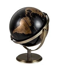 Hongge 9-Inch Metallic Black and Gold World Globe with Sturdy Metal Base
