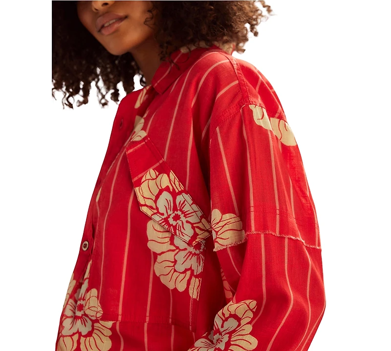 Free People Women's Hidden Flower Camo Print Shirt