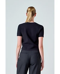 endless rose Women's Short Sleeve Button-Up Cardigan