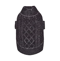 Dogs & Cats Co. Ultra-Soft Cozy Chenille Cable-Knit Dog Sweater Turtleneck with Leash Opening