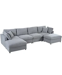 Streamdale Furniture Large U-Shaped Sectional Sofa with 2 Ottomans, Chenille Fabric, Modular Design