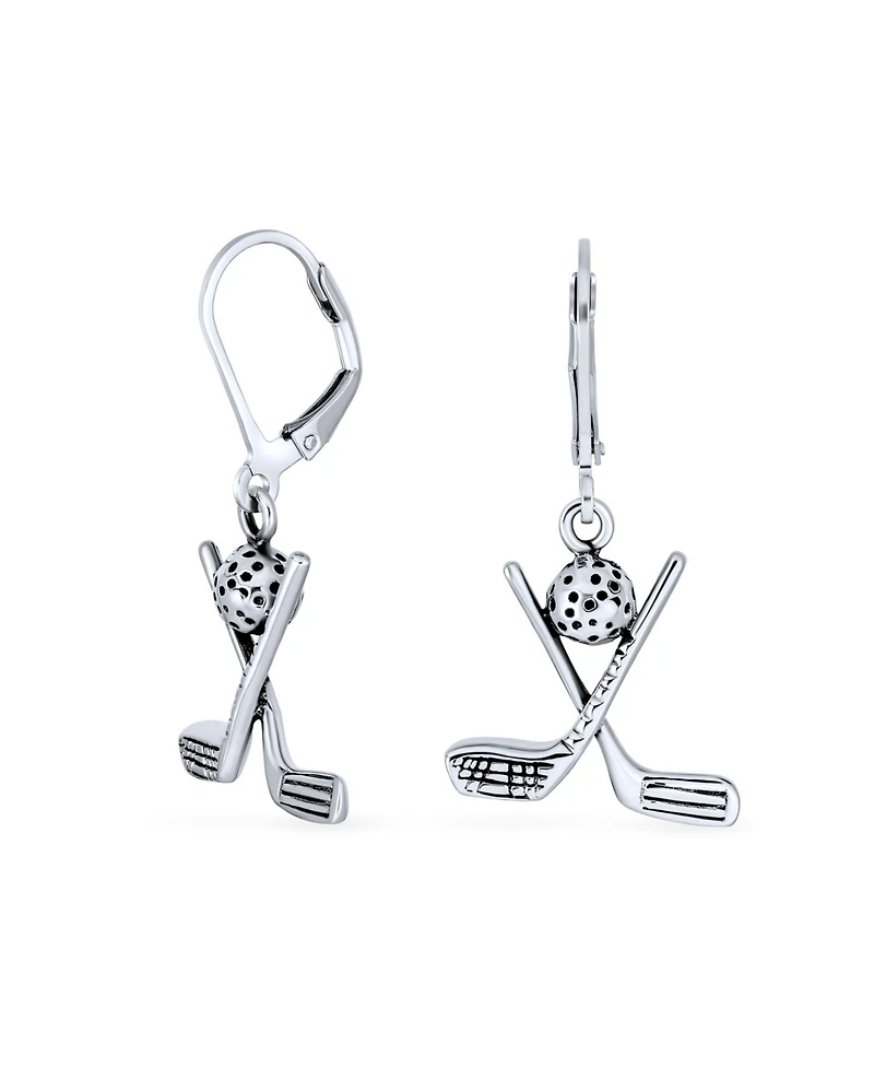 Bling Jewelry Golf Balls Clubs Dangle Earrings Lever back Oxidized Sterling Silver Golf Jewelry Golf Player Gifts Female Golfers