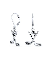 Bling Jewelry Golf Balls Clubs Dangle Earrings Lever back Oxidized Sterling Silver Golf Jewelry Golf Player Gifts Female Golfers