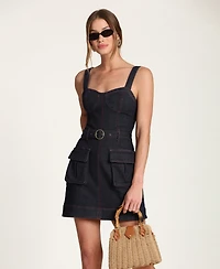 Avec Les Filles Women's Utility Sweetheart Neck Mini Dress