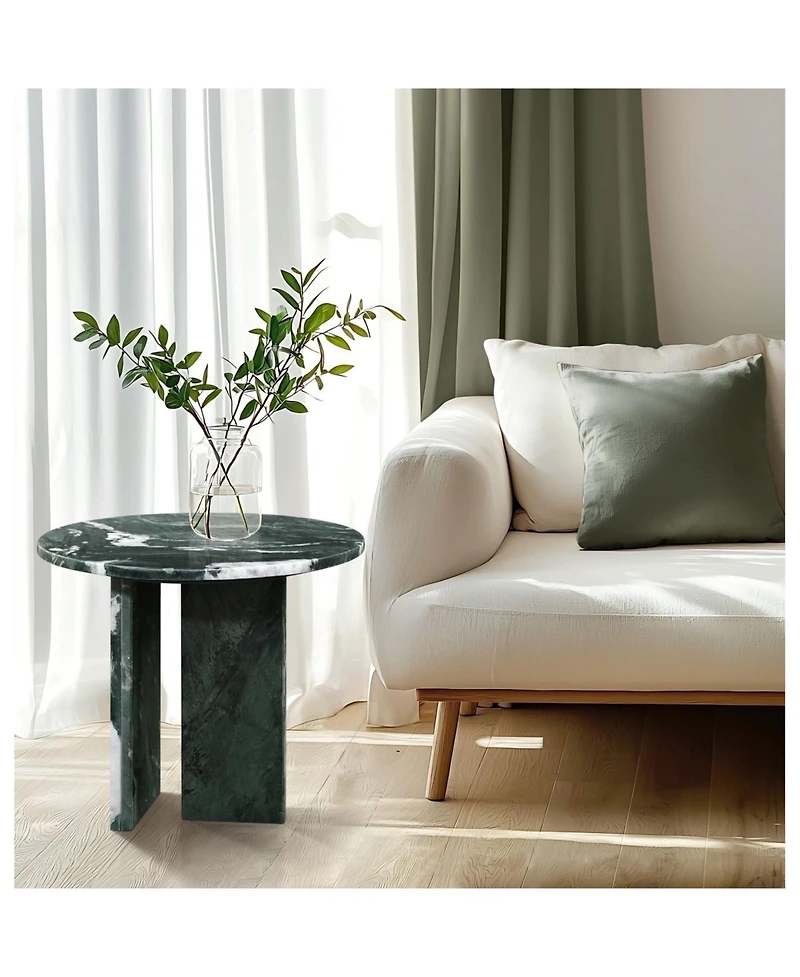 Streamdale Green natural marble coffee table, 17.7" x 15.8