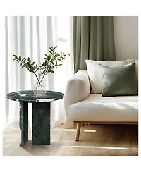 Streamdale Green natural marble coffee table, 17.7" x 15.8