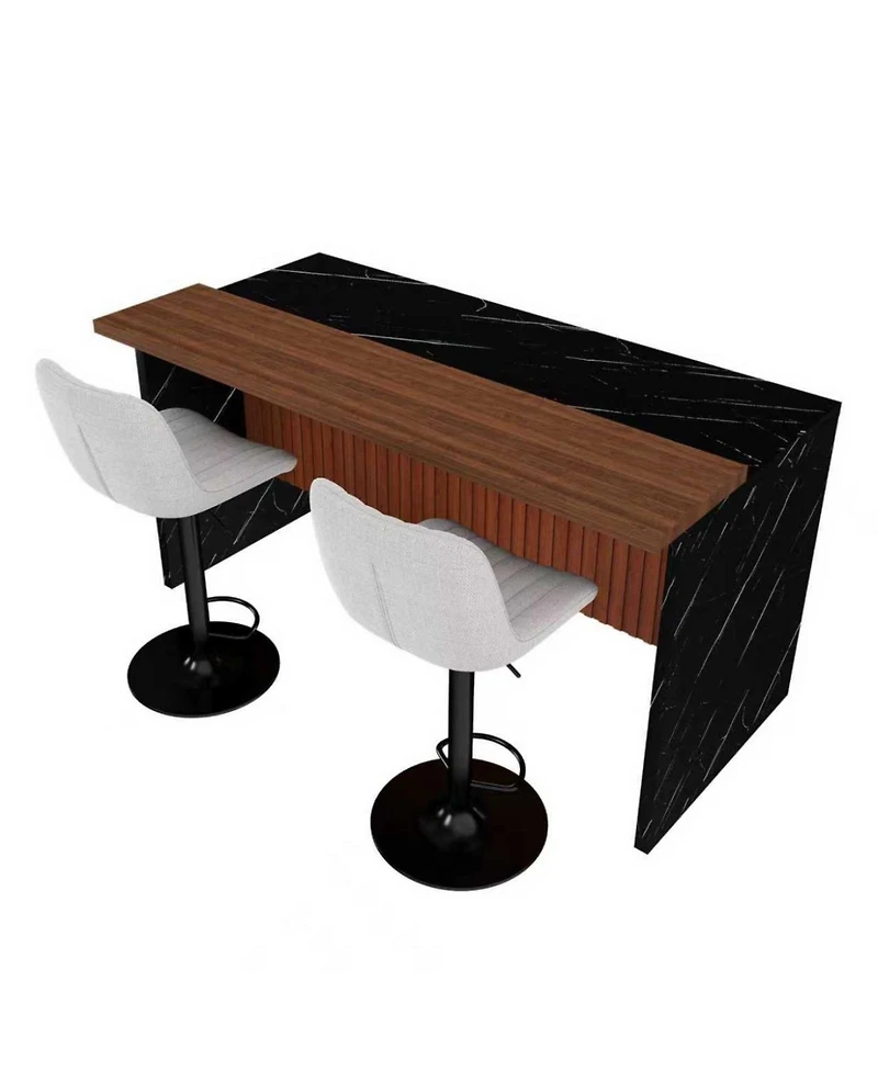 Streamdale White Marble Look Kitchen Island with Led Lighting