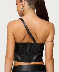 Edikted Womens Asymmetric Cutout Faux Leather Top