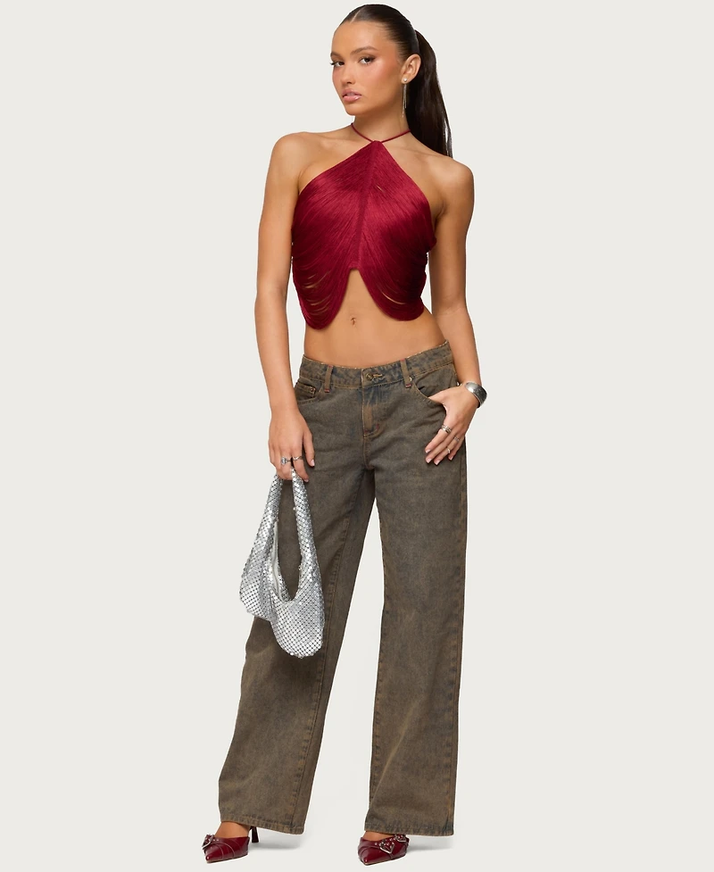 Edikted Women's Hara Fringed Crisscross Backless Top