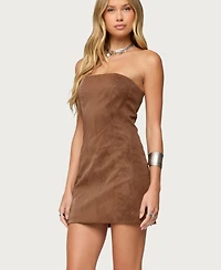 Edikted Women's Carina Strapless Faux Suede Mini Dress