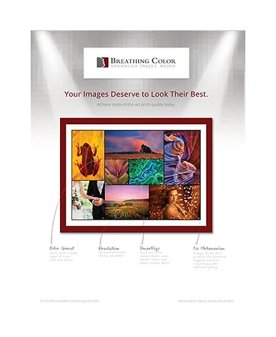 Breathing Color Pura Velvet, Aqueous Fine Art Paper, Velvet Textured, Matte Surface, 310gsm, 17x22", 25 Sheets