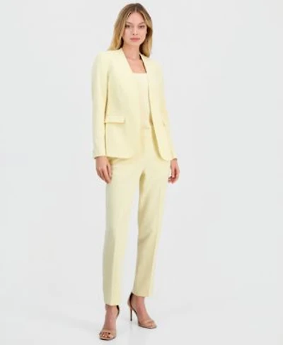 Bar Iii Womens Bi Stretch Collarless Open Front Blazer Scoop Neck Camisole Bi Stretch Straight Leg Dress Pants Macys Exclusive