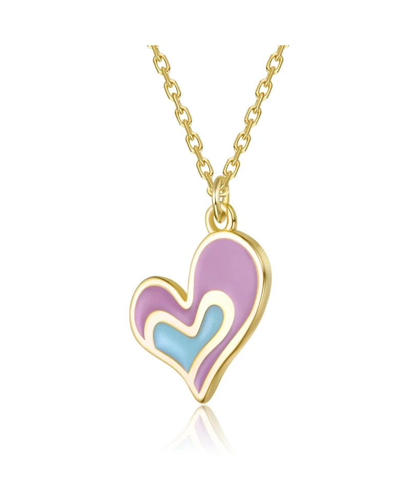 GiGiGirl 14k Gold Plated with Colored Enamel Heart Design Pendant Necklace